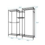 Diagram showing the dimensions of a closet organizer for planning and installation.