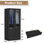Diagram showing the dimensions of the Armoire Wardrobe for planning and installation.