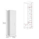Diagram showing the height, width, and depth of the Lilo Storage Cabinet for planning and installation.