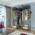 Modern and versatile clothing rack for organizing and displaying clothes and accessories.