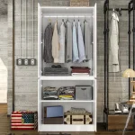 Modern wardrobe with a clean and minimalist design, offering ample storage space.