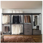 walk-in closet with a sleek design and ample storage space.